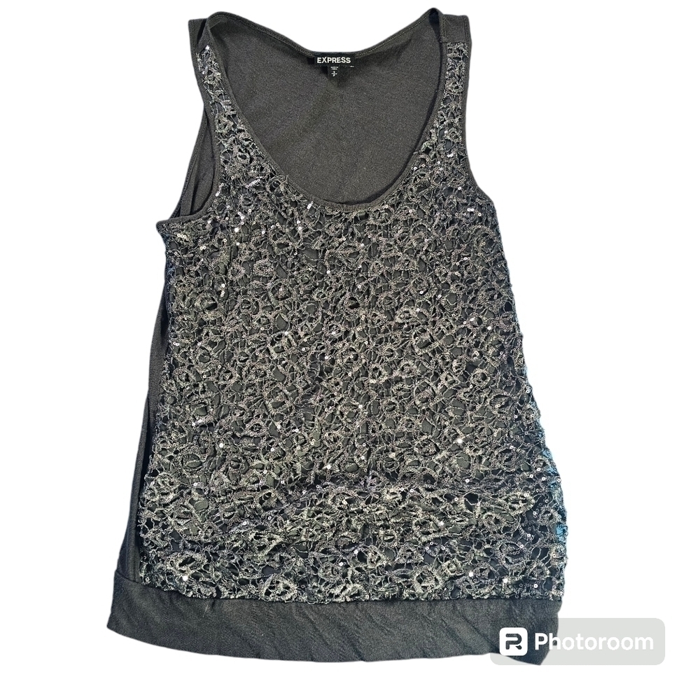 EXPRESS Grey Sequin Women's Top Size S